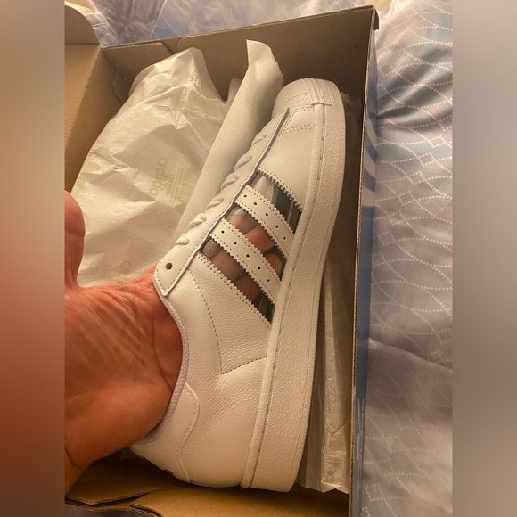 NWOT MEN 10 WOMEN 11 Adidas Originals White Shell Top, Transparent Clear Stripes - Picture 9 of 10